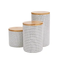 Mind Reader Blue Round Ceramic Canister Set with Lids, 3ct.