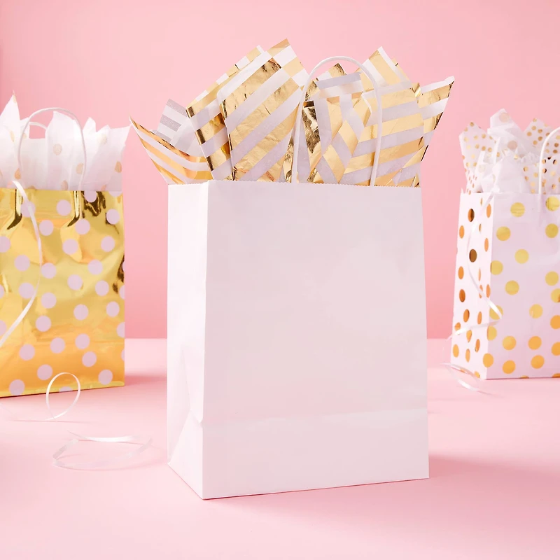 10 Packs: 13ct. (130 total) Medium White Paper Gift Bags by Celebrate It™