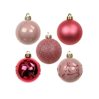 5 Pack 2.2" Holly Jolly Pink Bows Shatterproof Ball Ornaments by Ashland®