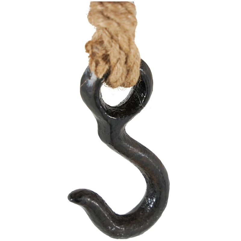 Red Wood Buoy Wall Hook with Jute Rope and Metal Hook Set