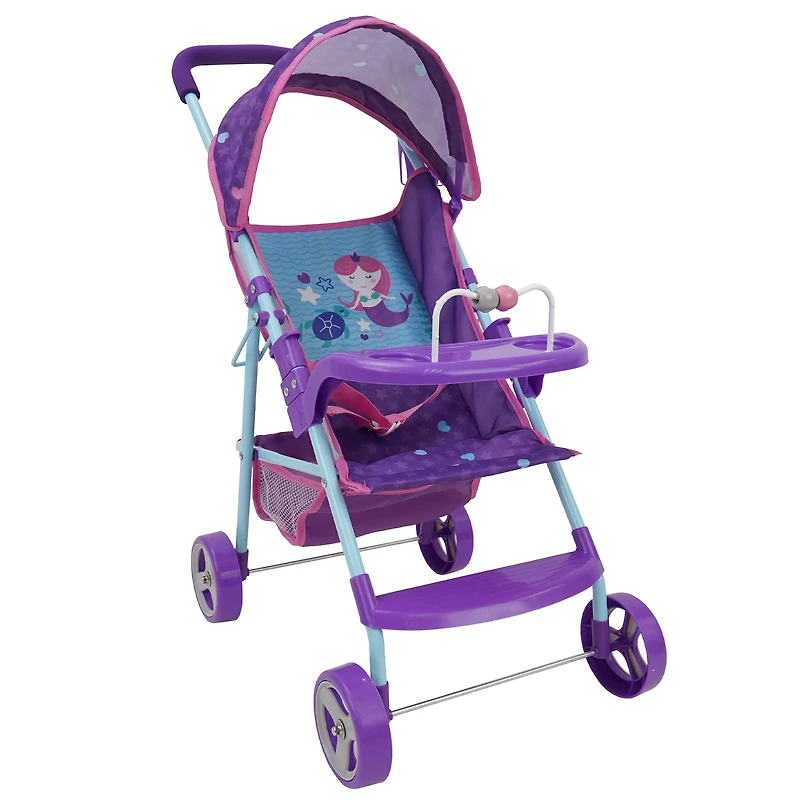 509 Crew Mermaid Doll Stroller with Canopy and Cup Holder