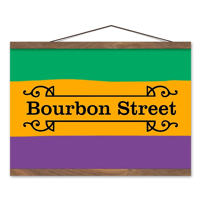 Bourbon Street Stripes Teak Hanging Canvas