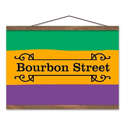 Bourbon Street Stripes Teak Hanging Canvas