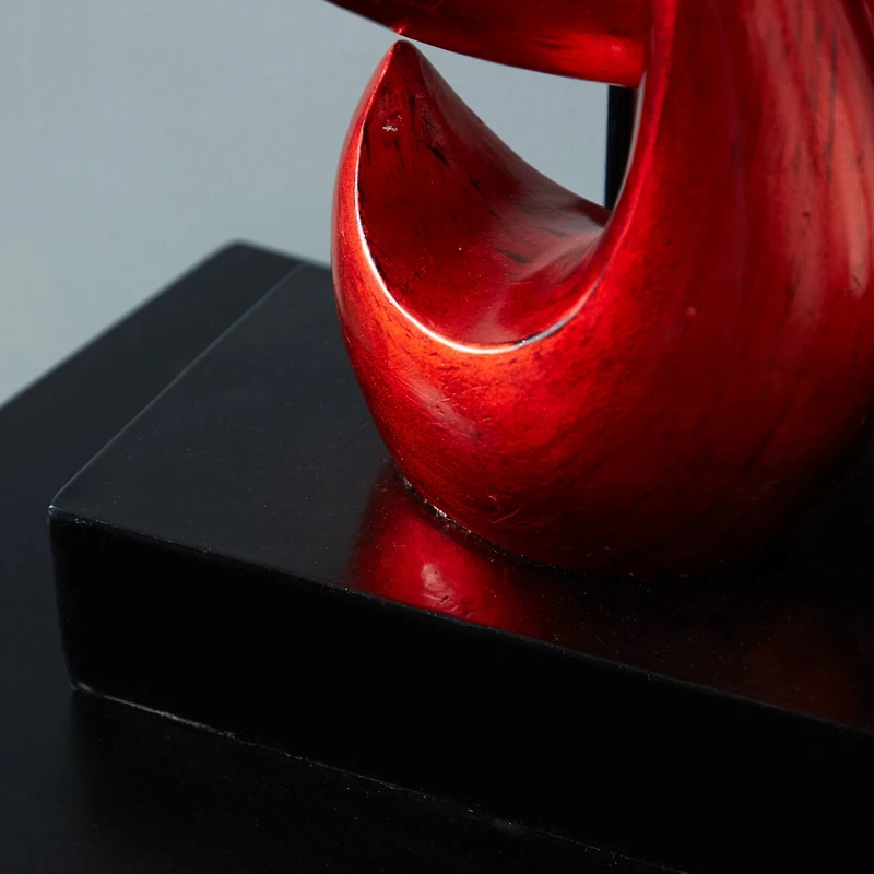 33" Red Polystone Contemporary Abstract Sculpture