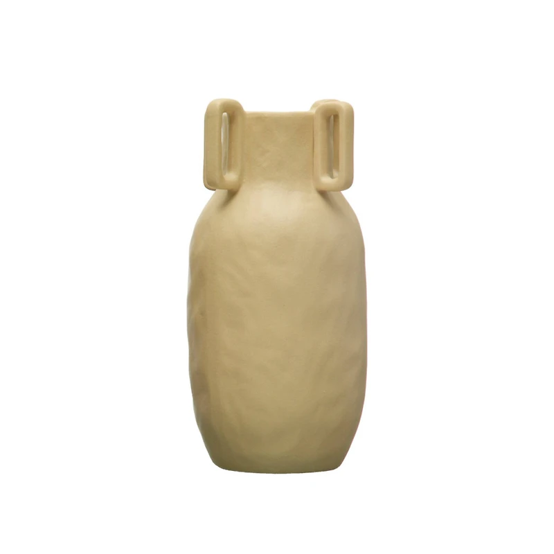 Hello Honey® 10" Cream Sand Finish Modern Stoneware Vase