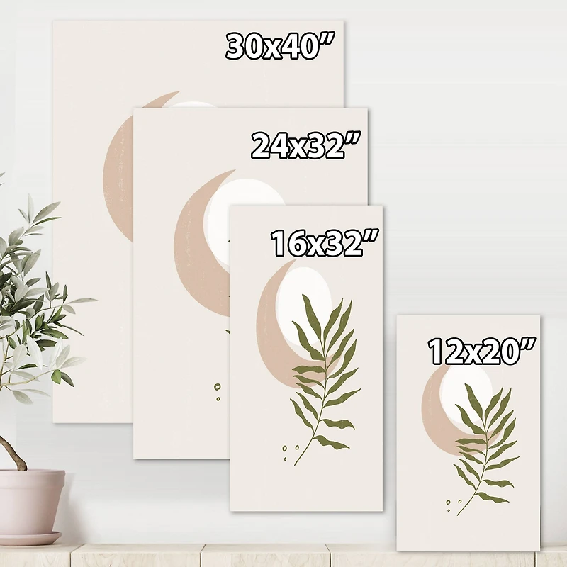 Designart - Abstract Geometrical Moon With Leaf II