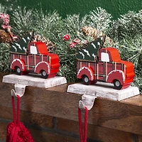 Glitzhome® Red Truck Stocking Holder Set