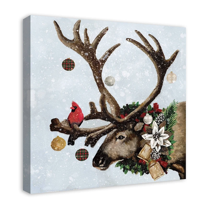 Festive Reindeer 24x24 Canvas Wall Art