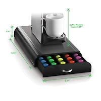 Mind Reader Black Coffee Station With Coffee Pod Storage Drawer