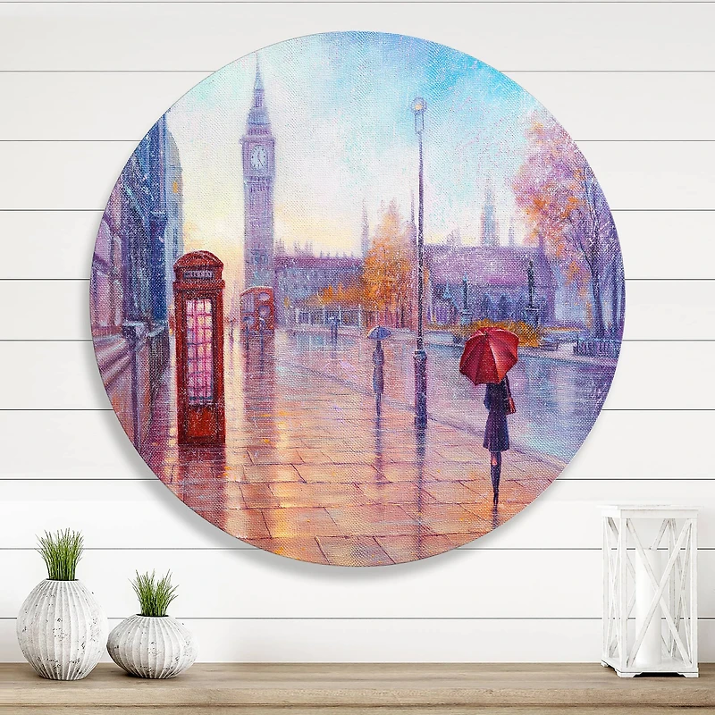 Designart - Big Ben and Woman With Red Umbrella In London