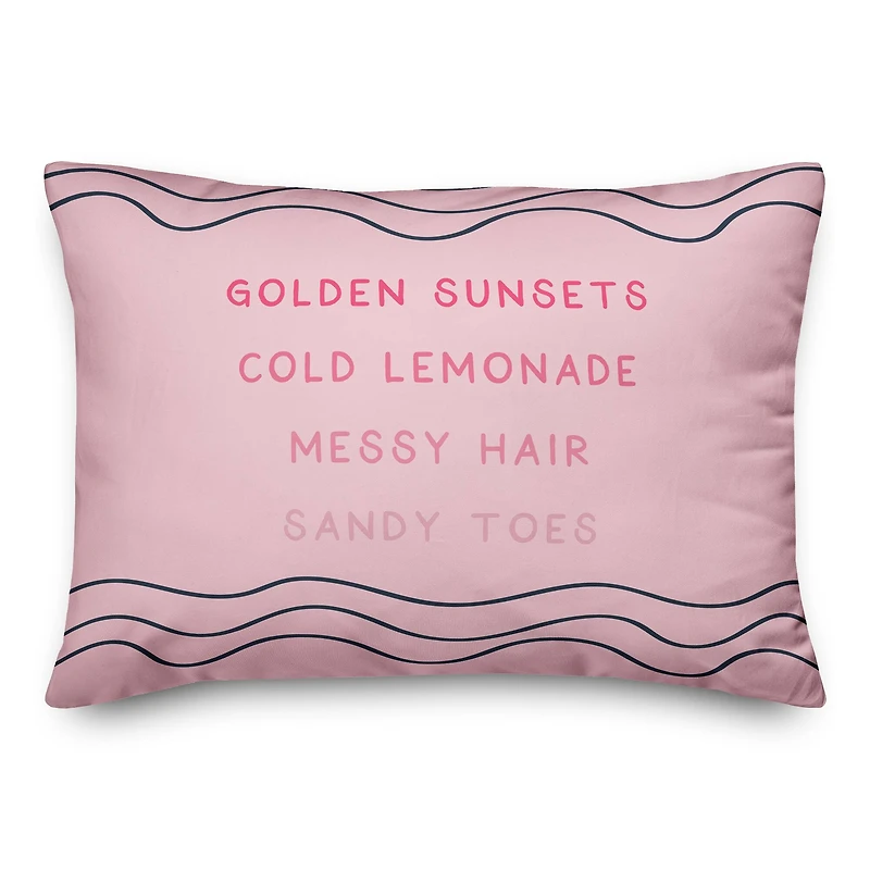 Pink Summer Words Throw Pillow