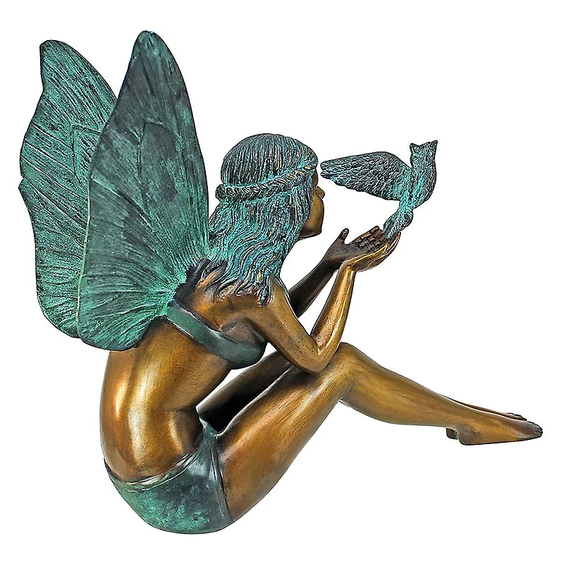 Design Toscano 11" Bird Fairy Cast Bronze Garden Statue