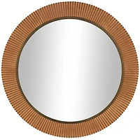  43" Brown Wood  Fluted Room Wall Mirror with Scalloped Edge