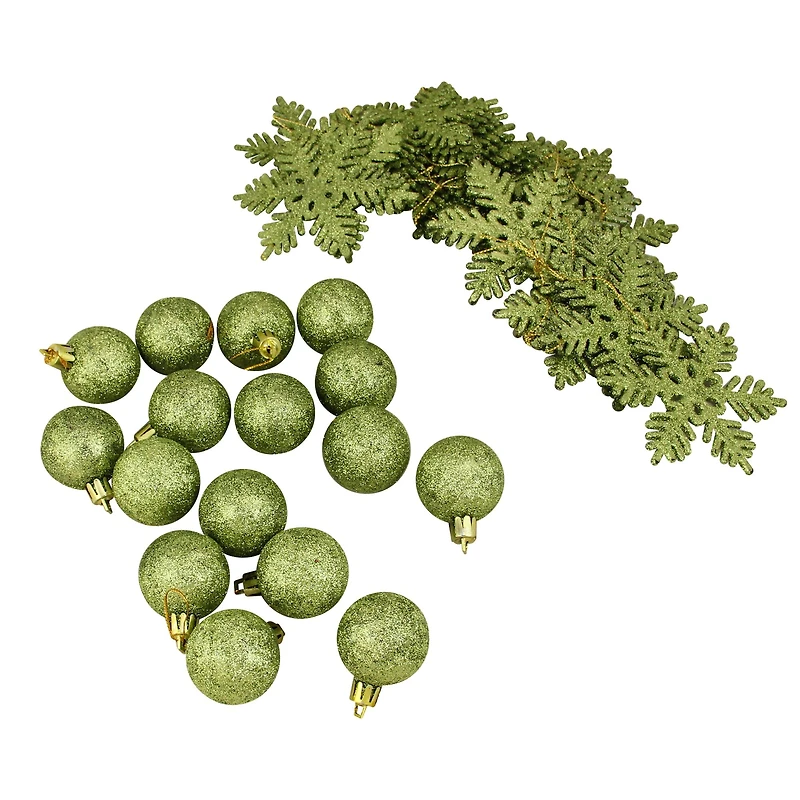 125ct. Green Shatterproof 3-Finish Tropical Christmas Ornaments