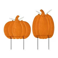 Glitzhome® 2ft. Fall Metal Embossed Glitter Pumpkin Yard Stake, 2ct.