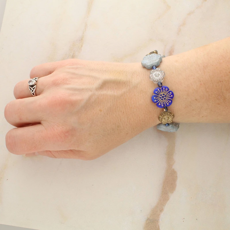 Blue Garden Czech Glass Flower Bead Mix by Bead Landing™