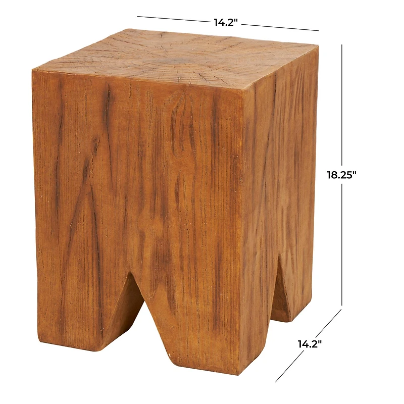 18" Brown Block Outdoor Accent Table