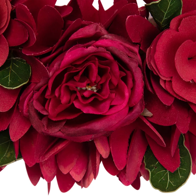 14" Wooden Rose Floral Spring Wreath