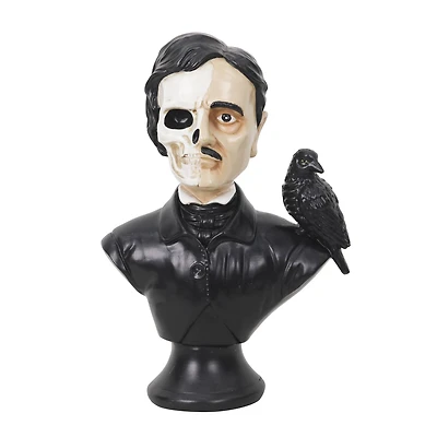 10" Black & White Poe with Raven Bust Tabletop Décor by Ashland®