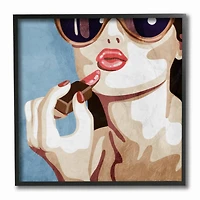 Stupell Industries Fashion Designer Lips Kiss Blue Painting, 12" x 12"