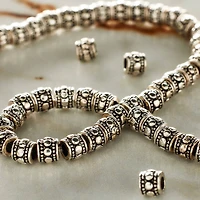 12 Pack:  Antique Silver Carved Rondelle Beads by Bead Landing™