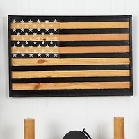 36" Dark Wood American Flag Wall Décor
