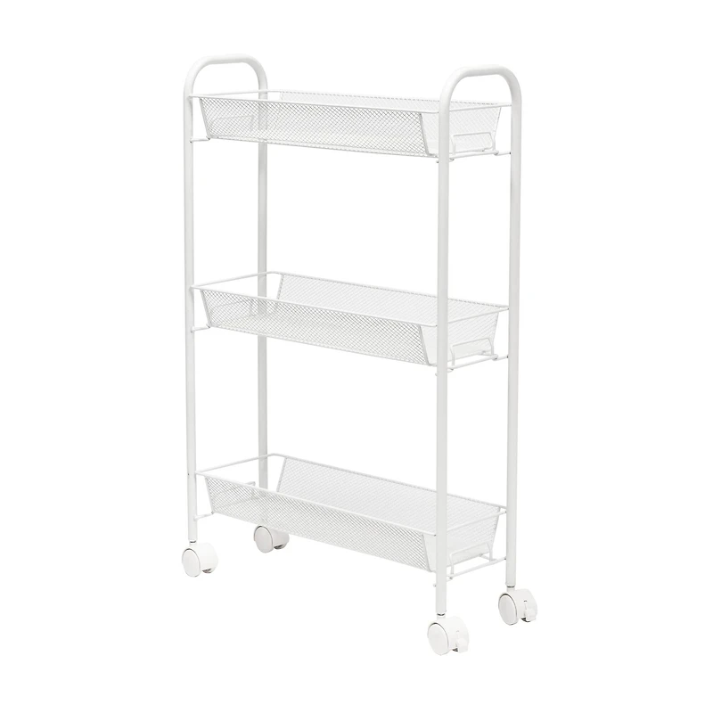 Honey Can Do White 3-Tier Mesh Narrow Rolling Cart