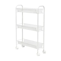 Honey Can Do White 3-Tier Mesh Narrow Rolling Cart
