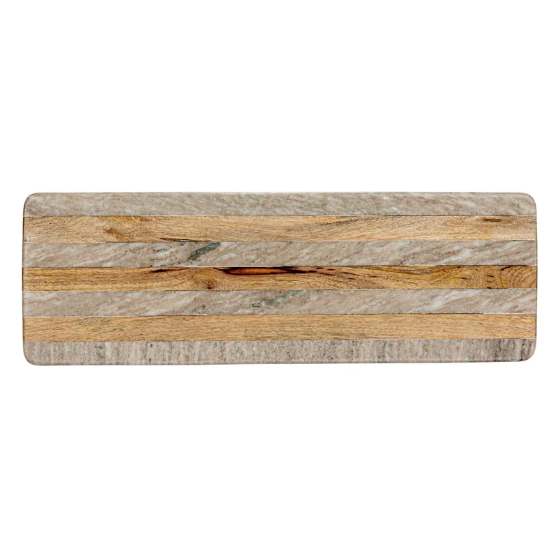 Hello Honey® 21" Beige Marble & Mango Wood Stripes Cheese Board