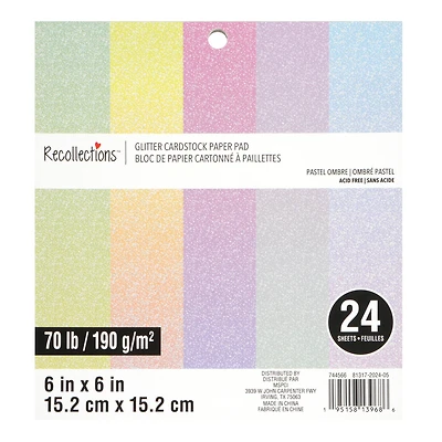 6" x 6" Pastel Ombre Glitter Cardstock Paper Pad, 24 Sheets by Recollections™