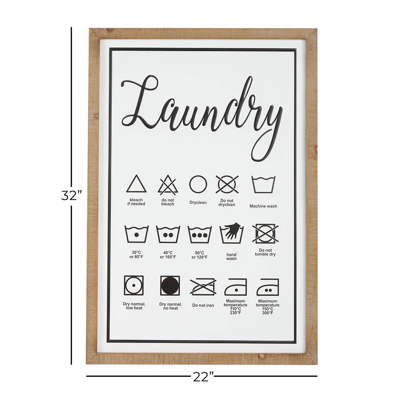 White Farmhouse Laundry Guide Wood Wall Decor, 22" x 32"
