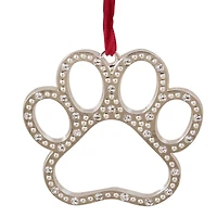 2.5" Silver & Red Paw Print with European Crystals Ornament