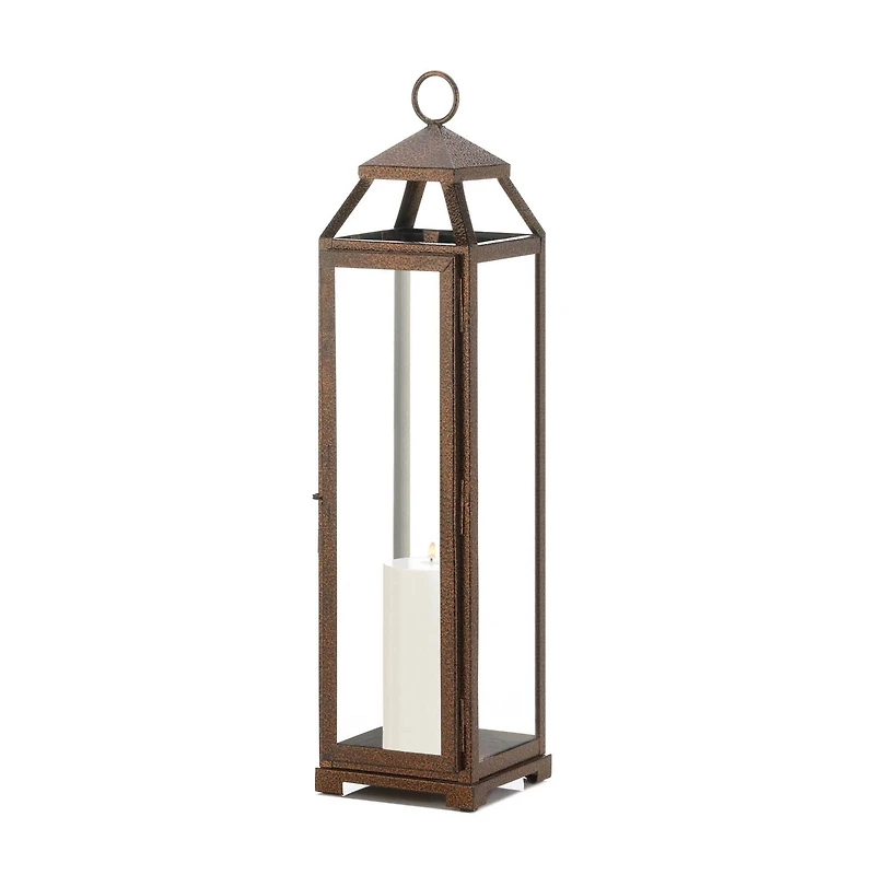 22" Iron & Glass Copper Lantern