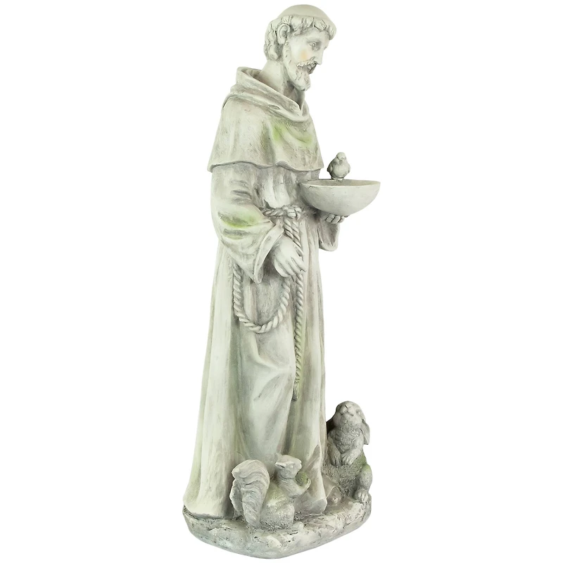 23.5" Religious St. Francis of Assisi Bird Feeder Outdoor Garden Statue