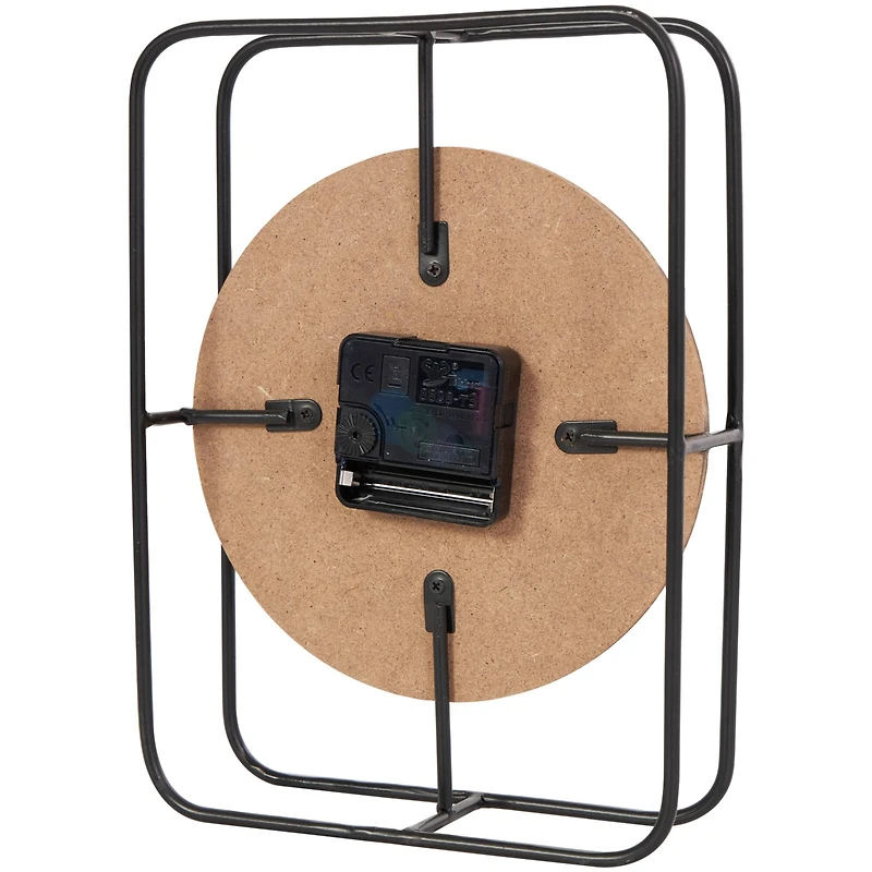 10" Black Metal Geometric Open Frame Clock with Grid Patterned Clockface