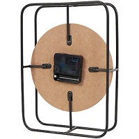 10" Black Metal Geometric Open Frame Clock with Grid Patterned Clockface