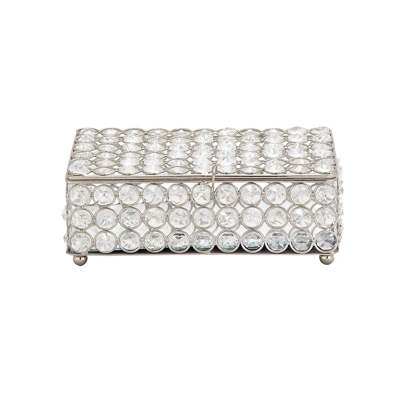Silver Crystal Glam Jewelry Box