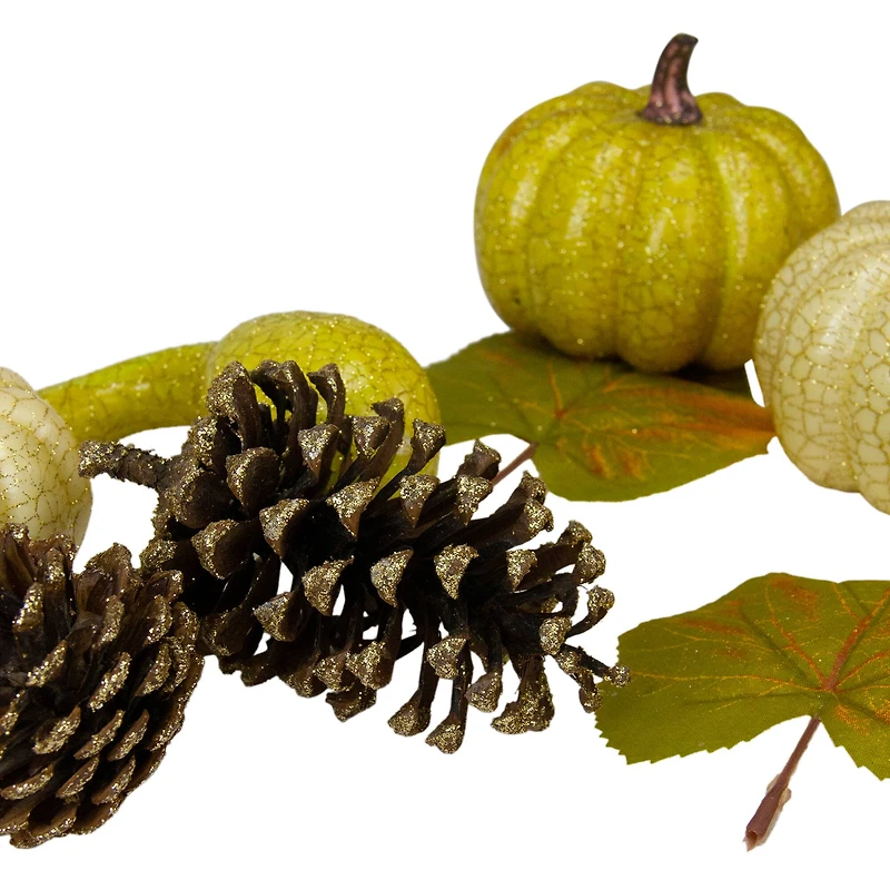 Crackled & Glittered Fall Pumpkin, Gourd, Berry & Pinecone Decoration Set
