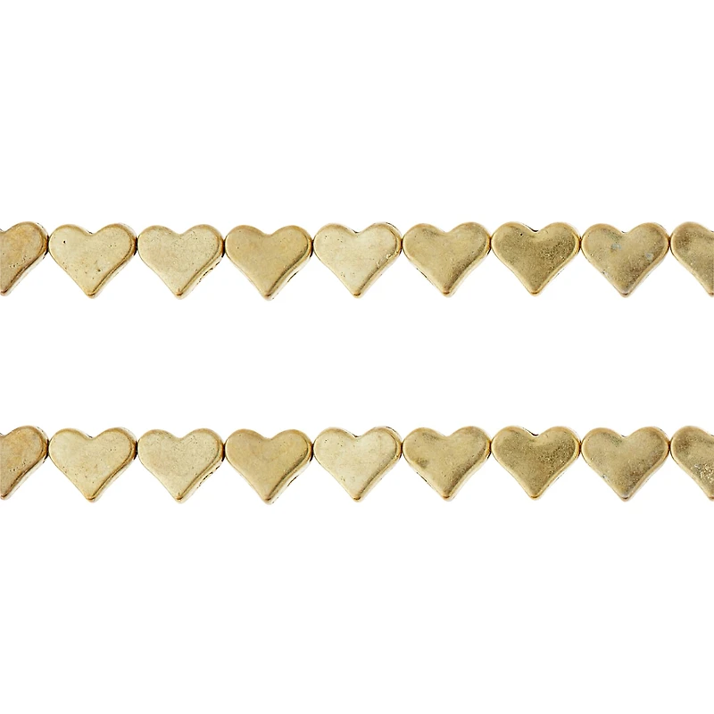 12 Pack: Gold Metal Heart Beads, 6mm by Bead Landing™