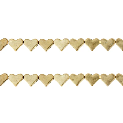 12 Pack: Gold Metal Heart Beads, 6mm by Bead Landing™