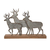 Glitzhome® 13" Galvanized Metal & Wood Reindeer Tabletop Décor