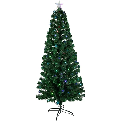 6ft. Pre-Lit Fiber Optic Artificial Christmas Tree with Star Tree Topper and Pot, LED Color-Changing Lights