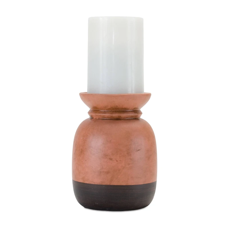 Dual-Tone Ceramic Candle Holder Set, 6" & 8"
