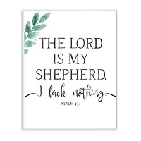 Stupell Industries Lord Is My Shepherd Faith Phrase Plant Greenery Wood Wall Plaque