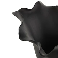 10" Black Abstract Floral Ceramic Vase