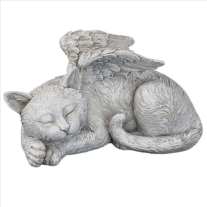 Design Toscano 10" Antique Stone Cat Memorial Angel Statue