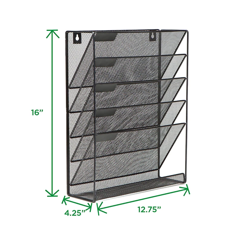 Mind Reader 6 Compartment Vertical Hanging Wall File & Chart Organizer