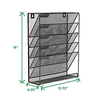 Mind Reader 6 Compartment Vertical Hanging Wall File & Chart Organizer