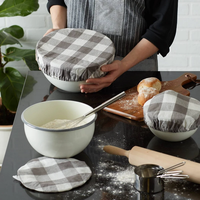 DII® Assorted Gray Buffalo Check Woven Dish Cover Set