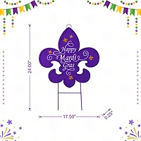 Glitzhome® 24" Mardi Gras Metal Fleur-de-Lis Yard Stake